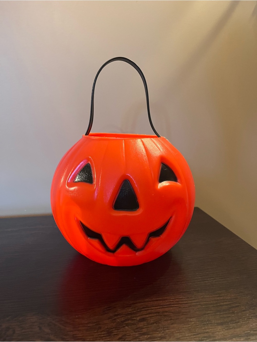 Vintage Halloween Carolina Enterprises 1980 Blow Mold Pumpkin Bucket JOL